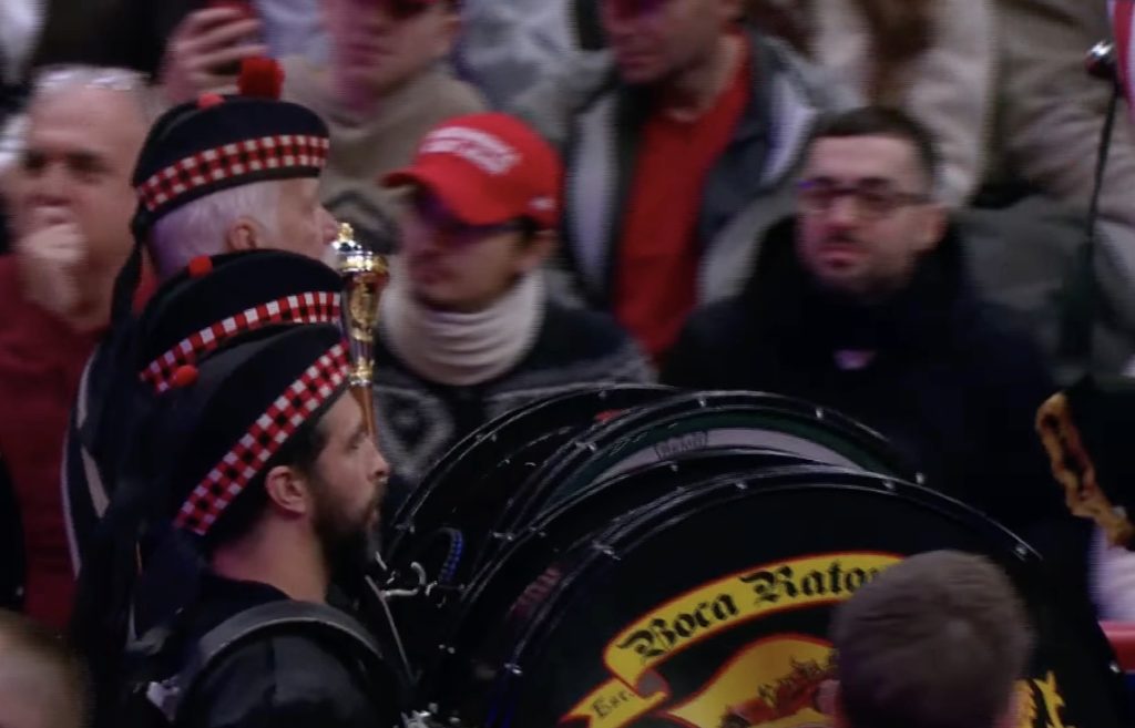 The Boca Raton-based Florida Police & Firefighters Pipes and Drums performed at the inauguration of President Donald Trump, Jan. 20, 2025. (Screenshot)